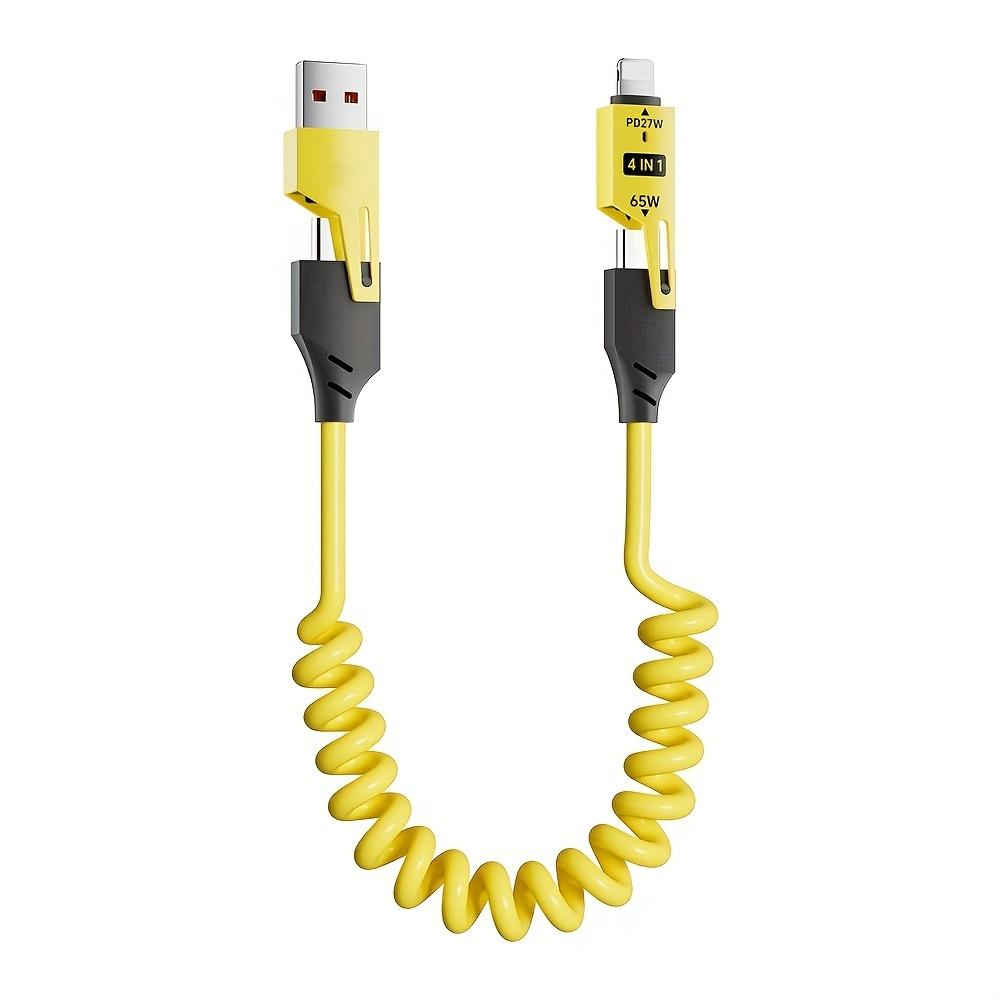 4 в 1 USB-C на Lightning/Type-C кабель для быстрой зарядки 65 Вт, компактный дизайн, может заряжать iPhone, iPad, Samsung и другие устройства