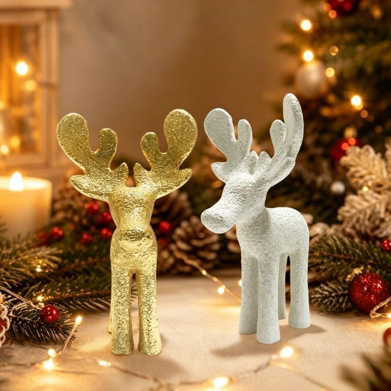 Resin Christmas Reindeer Figurine Standing Decor Holiday Tabletop Display Gift