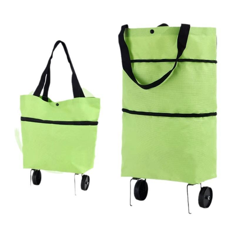 Foldable Supermarket Shopping Bags with Wheels, Small Pulleys and Portable Special Storage Items