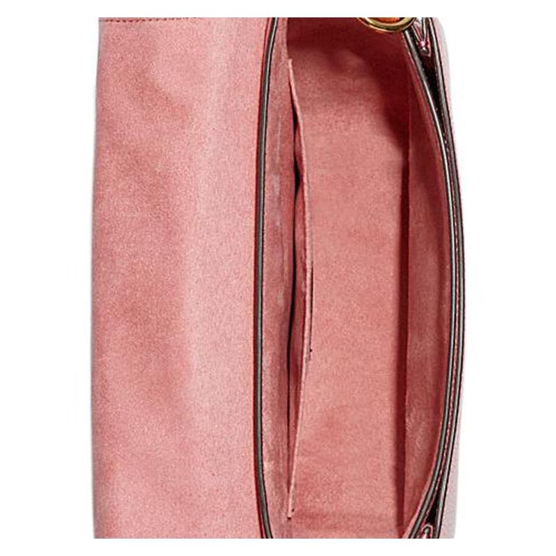 COACH Kleo 23 Colorblock Saddle Buckle Flap Pebbled Cow Leather Underarm Shoulder Bag Medium Women's Pink with Orange and Dark Pink