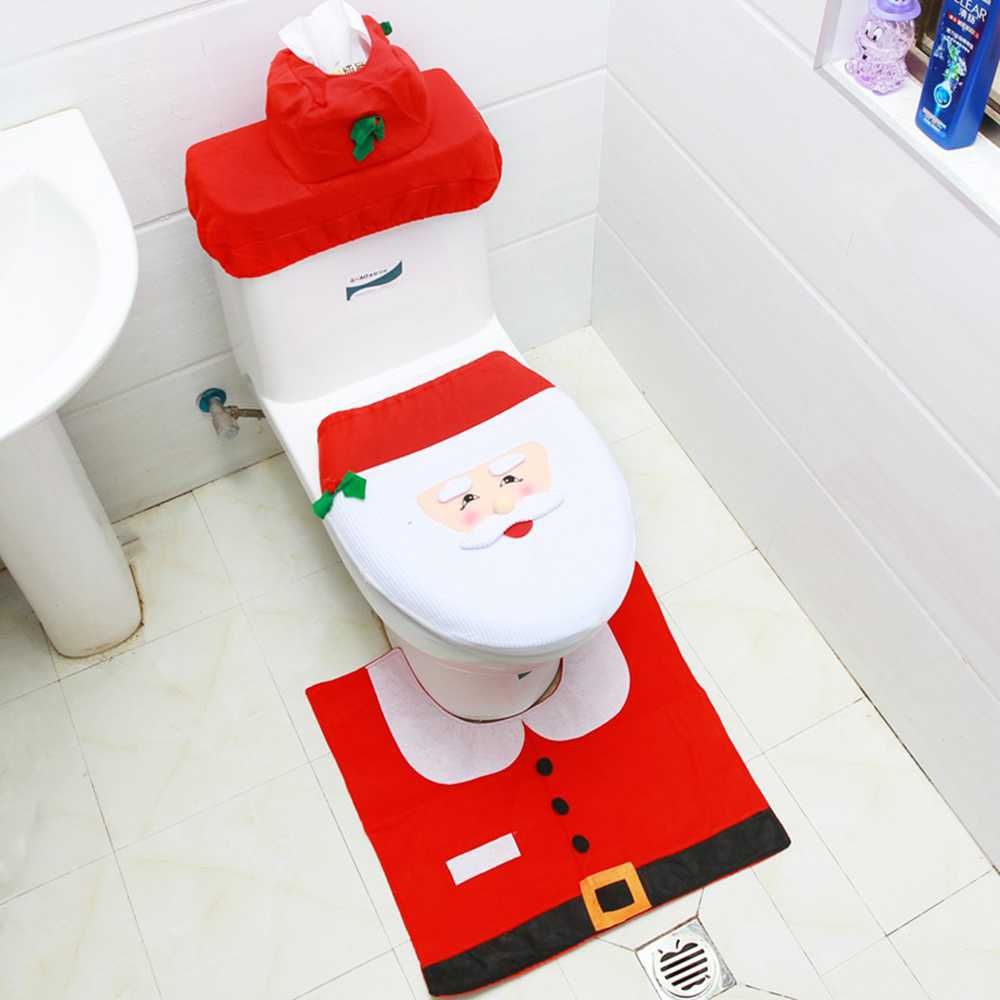 Christmas Bathroom Accessories Xmas Decor Christmas Supplies Toilet Decoration Toilet Seat Cover