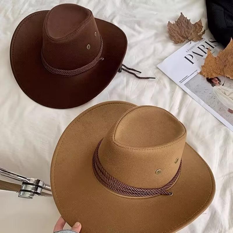 Винтажная ковбойская шляпа в стиле вестерн, однотонная шляпа с широкими полями, джазовая шляпа, защита от солнца для пешего туризма, кемпинга, верховой езды