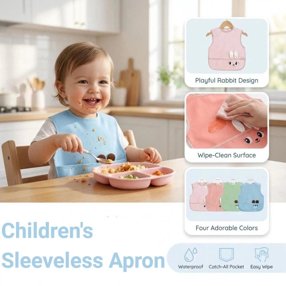 Waterproof Baby Feeding Bib Bear/Rabbit Pattern Baby Sleeveless Bibs Baby's Meal Bib Infant Dining