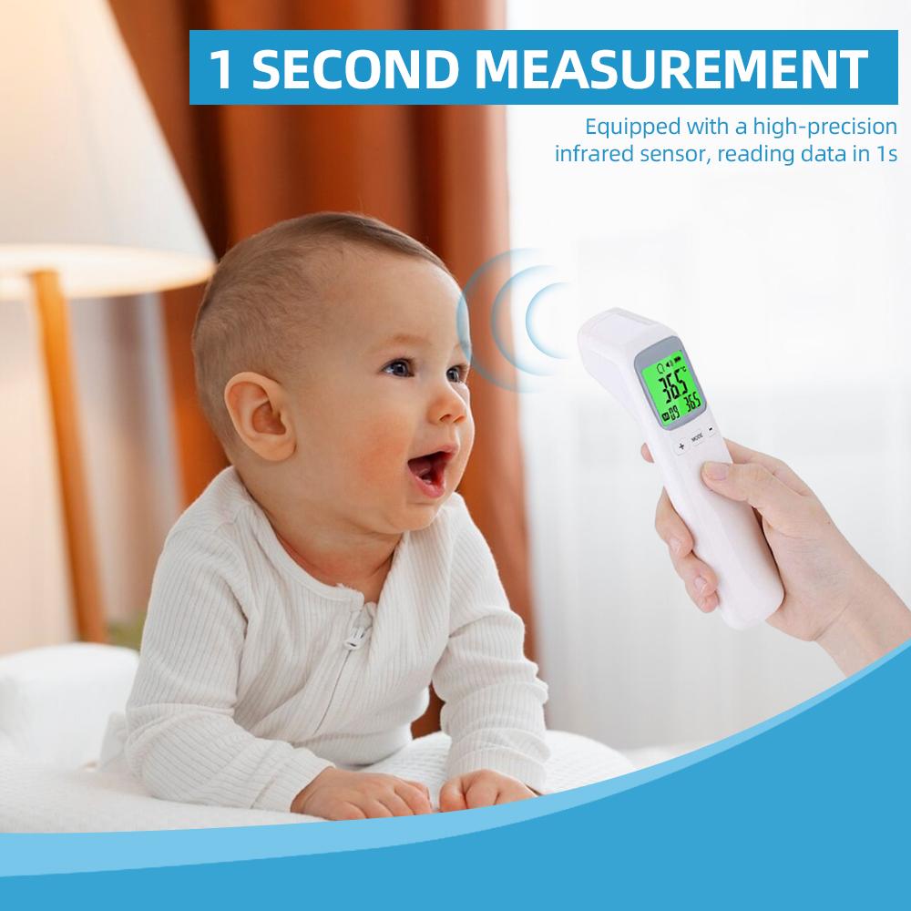 Бесконтактный инфракрасный термометр для лба, мгновенные точные показания, сигнализация о лихорадке, 32 показания