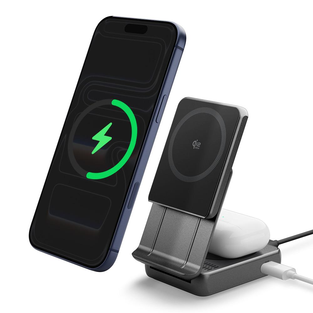 Spigen Основная складная MagSafe беспроводная зарядная подставка 2-в-1 EF302MOQ Qi2.2 25 Вт