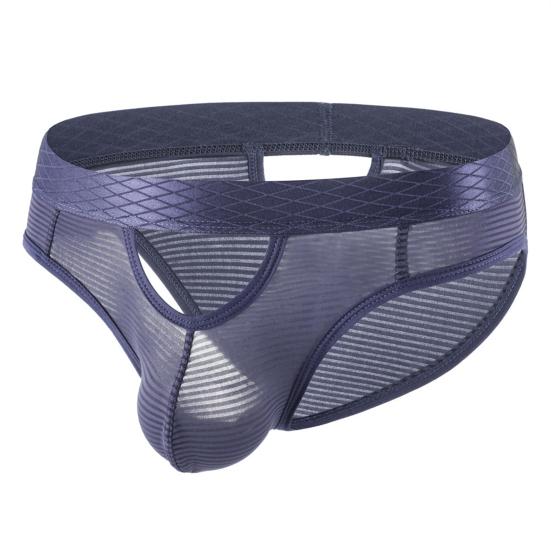 Мужские трусы-слипы, высокая эластичность, облегающий крой, однотонные, с полосатым принтом, дышащее сетчатое белье, гладкая обработка, низкая посадка