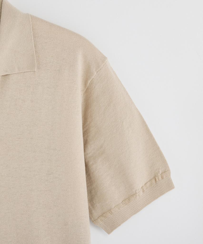 STCO Diems Linen Blend Open Collar Short Sleeve Knit_Beige (Classic Fit)_Dktxb11Csd