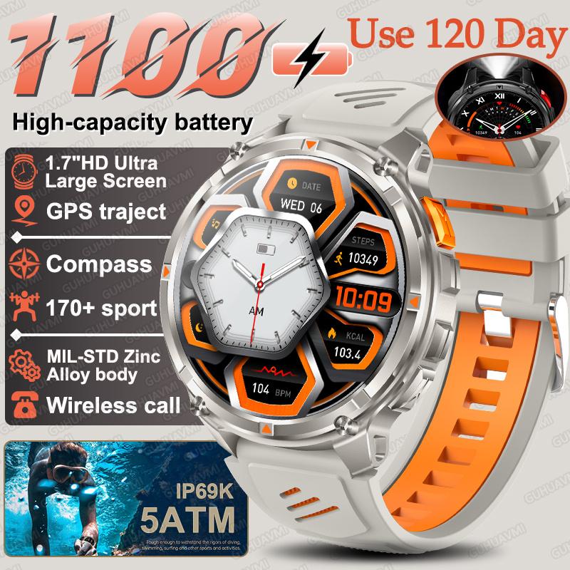 2026 New Men Bluetooth Call Smart Watch Military Built-in GPS Compass Barometric Altimeter 30ATM Waterproof Bluetooth Call Smart Watch