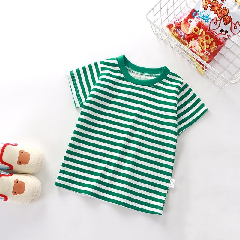 Летние новые футболки в полоску для мальчиков и девочек, детская одежда, повседневные футболки с коротким рукавом и круглым вырезом из хлопка, футболки, детская одежда