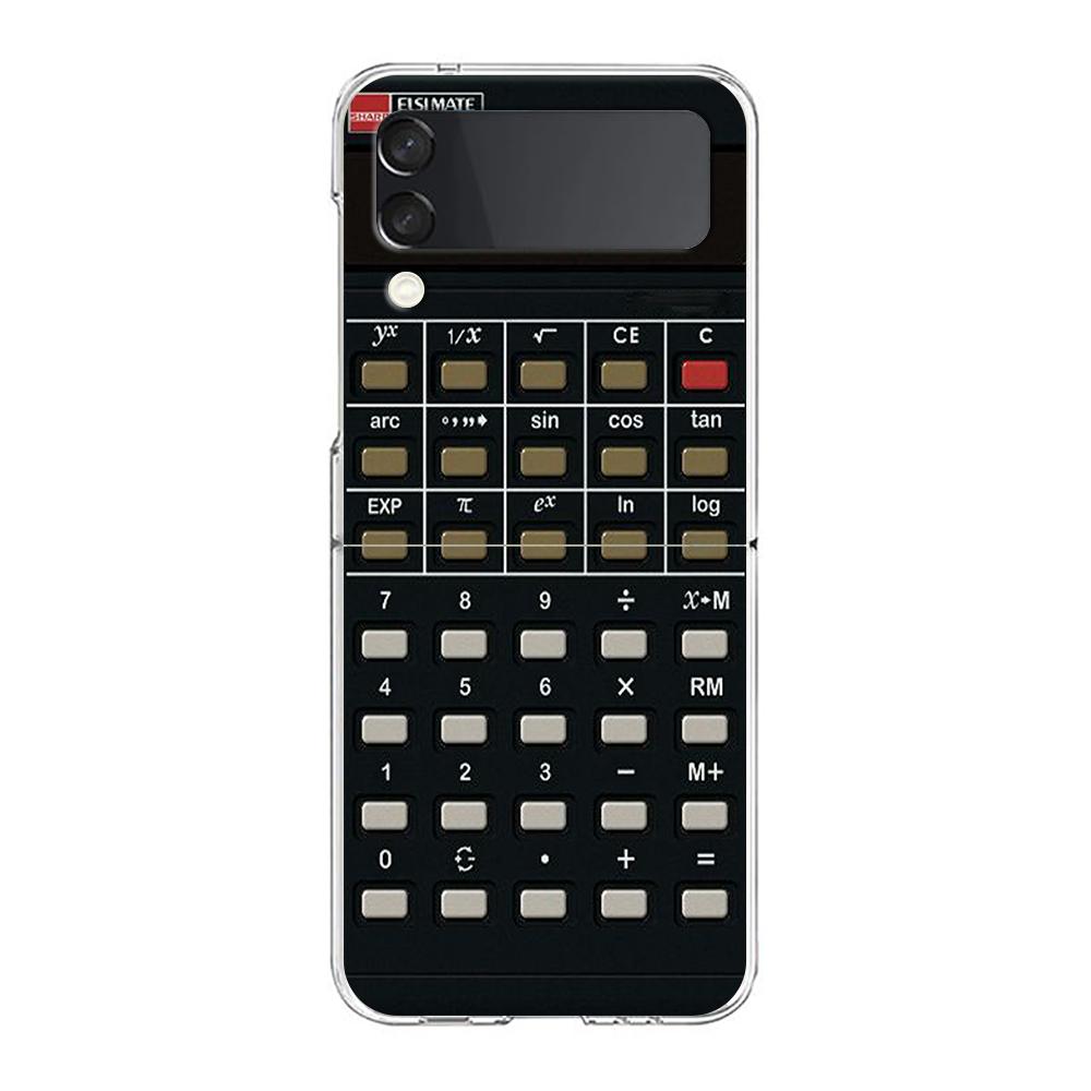 Phone Cover For Samsung Galaxy Z Flip 6 5 4 Case Transparent For Samsung Z Flip 3 Hard PC Foldable Shell Retro Calculator Capas