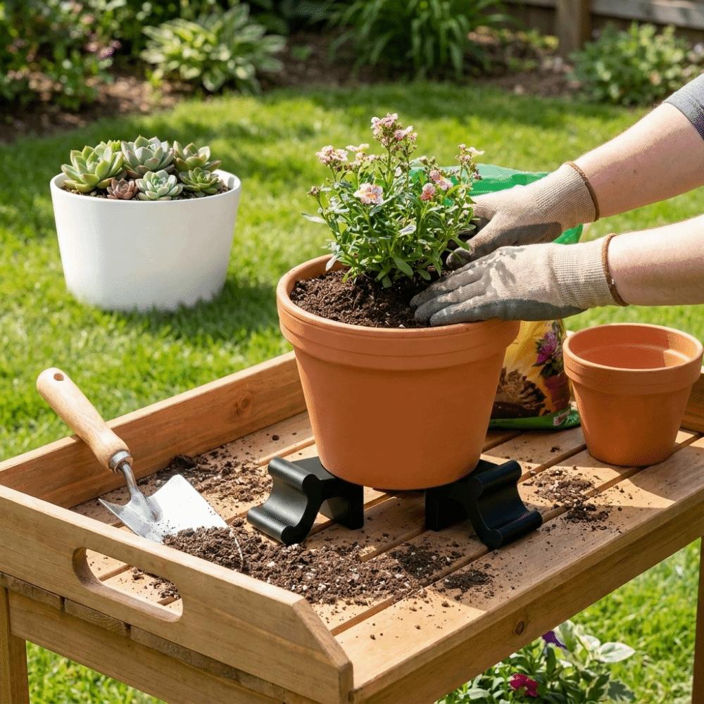 3PCS Decorative Flower Pot Stands 3D Printed Plant Pot Riser Prevent Rot Plant Pot Supports Garden