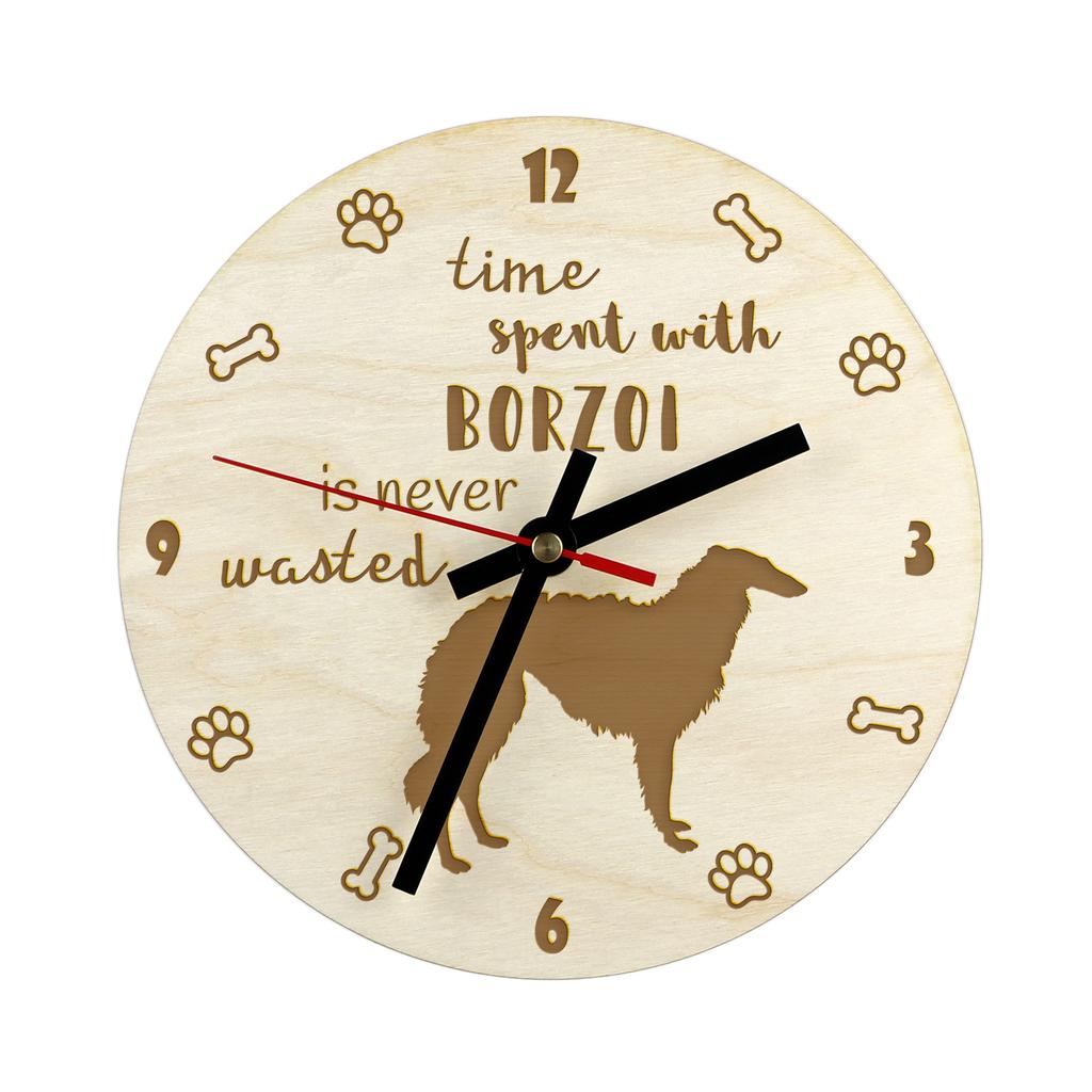 Borzoi, Russian Hunting Sighthound, Russian Wolfhound - clock with dog, wooden clock with engraving, personalised clock by Art-Dog