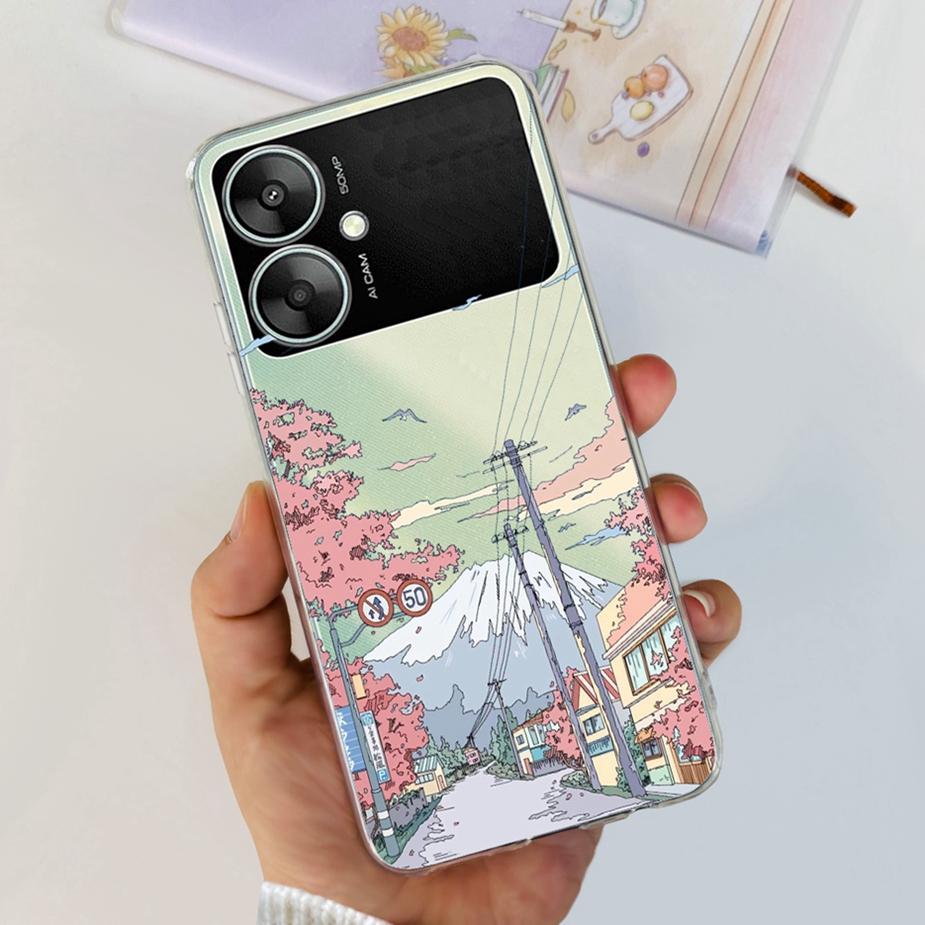 For Xiaomi Poco M6 5G Case Stylish Painted Cover Clear Silicone Phone Case For Xiaomi Poco M6 Pro M6Pro PocoM6 Soft Cover Bumper