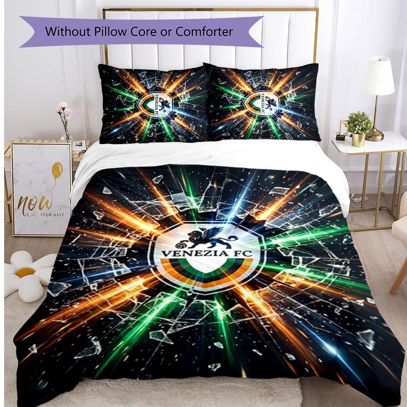 Venezia FC Football Printed 3 Pieces Bedding Set, Comfortable Skin Friendly Bedroom Duvet Cover Set