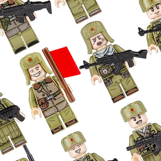 Военный Конструктор 12 Шт. Мини-Фигурки Солдат Набор Игрушек с Оружием Подарки для Мальчиков Детей