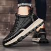 Autumn New Men's Platform Sports Shoes Outdoor Sports Running Shoes Leather Surface Solid Color Men's Shoes Height Increase Versatile Men's Shoes