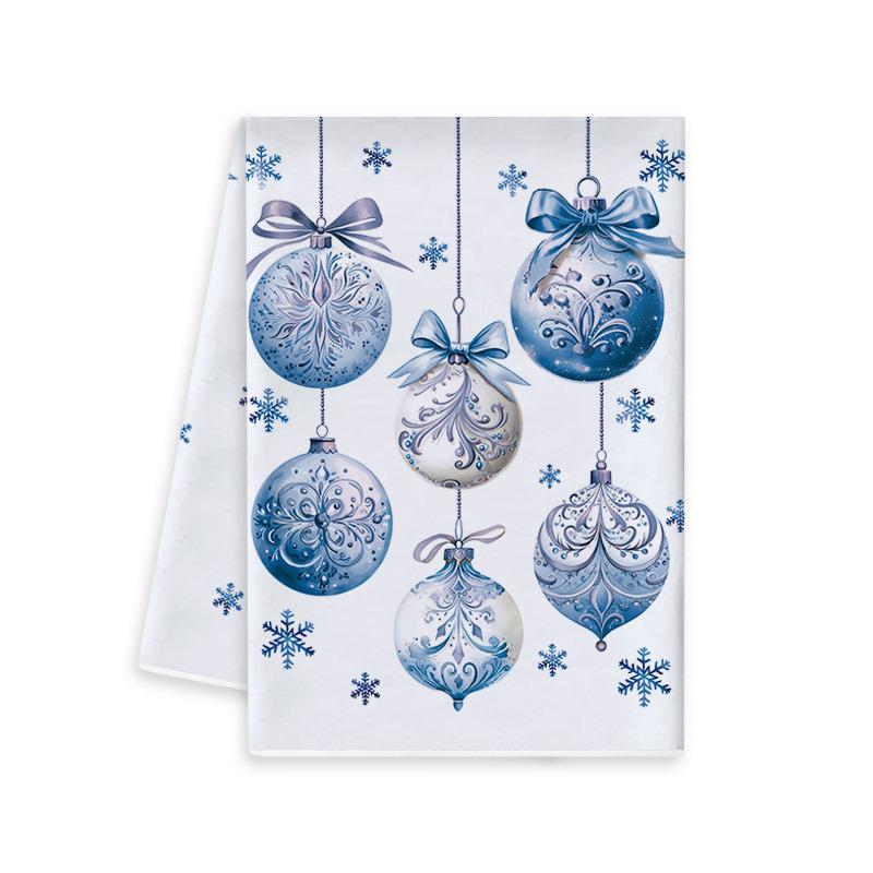 Blue Christmas Kitchen Towel & Dishcloth Combo Set