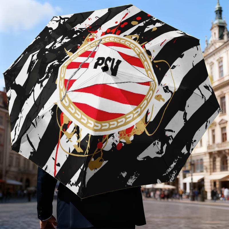Psv Eindhoven Crest Automatic Folding Umbrella - 8-Rib Travel Umbrella with Auto Open/Close & Portable Gifts for holidays or birthdays