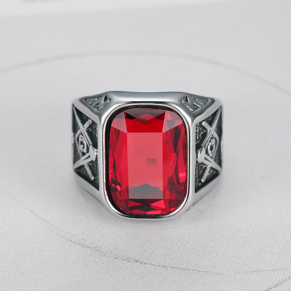 Кольцо с разноцветными камнями в стиле хип-хоп-панк для мужчин и женщин, винтажное кольцо из нержавеющей стали с масонской буквой G, ювелирные изделия