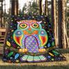 1pc Colorful Owl Art Print Print Outdoor Blanket, Lightweight Polyester,