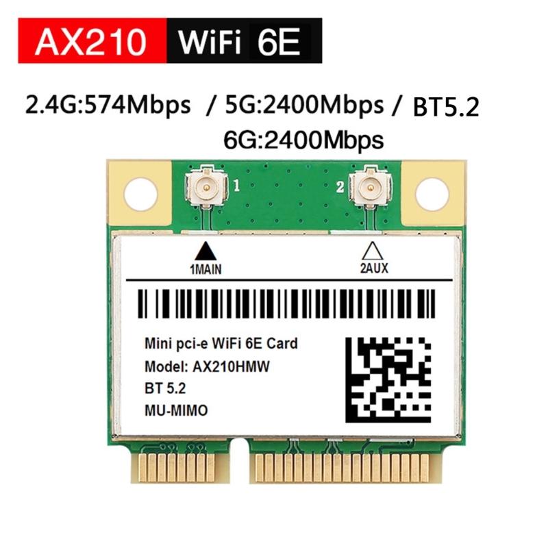 AX210 AX210HMW 5374Mbps WIFI 6E 2.4/5/6G -band Therne Wireless K Card Wifi6e PCIE Bluetooth-compatible5.2