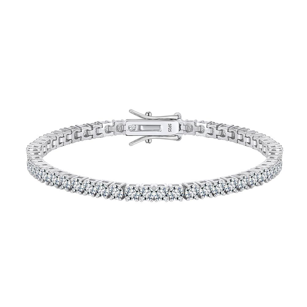ORSA JEWELS Теннисный браслет с муассанитом цвета D VVS, стерлинговое серебро 925 пробы. Элегантное и вневременное ювелирное изделие для женщин. MOB01