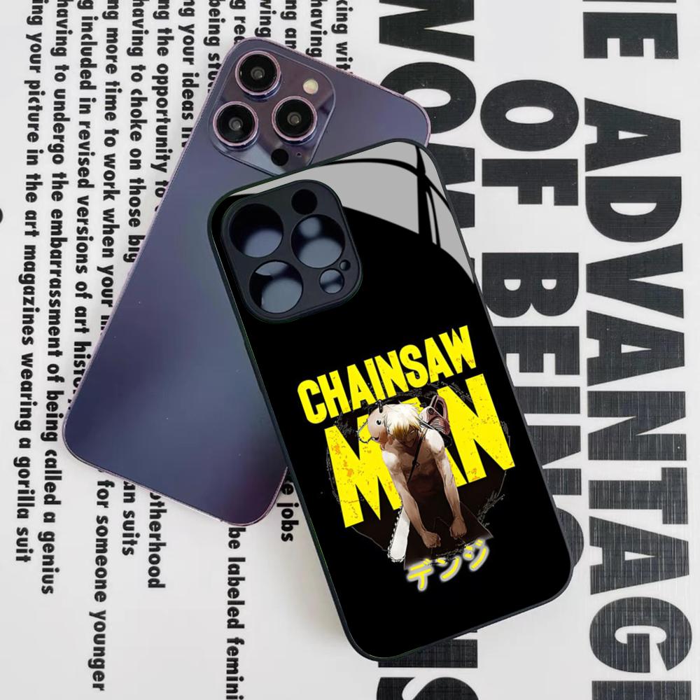 C-ChainsawS M-Man Аки Хаякава Чехол для телефона для Iphone 16 15 14 12 11 13 Pro Max Mini 8 X Xr Xs Puls Черное Стеклянное покрытие