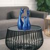 Керамическая фигурка Lucky Deer Family Home Decor цвета матового металлика приглушенного синего цвета | Впервые выпущена в Индии - (Набор из 3 шт., синий)