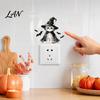 Kids Room Wall Accents Halloween Wizard Cat & Bat Switch Sticker, Self-Adhesive Light Decal, Decorative Stickers for Bedroom Removable Decor
