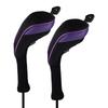 Andux Long Neck Golf Hybrid Club Headcovers with Interchangeable Numbered Set of 2 Tags, (Black/Purple)