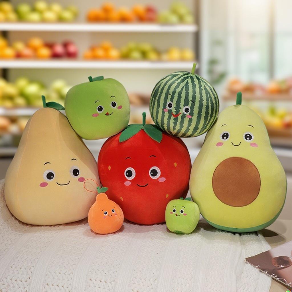 Имитация Фрукты Плюшевая Игрушка Мягкая Набивная Арбуз Клубника Апельсин Груша Авокадо Яблоко Подушка Мягкая Кукла Еда Детский Подарок на День Рождения