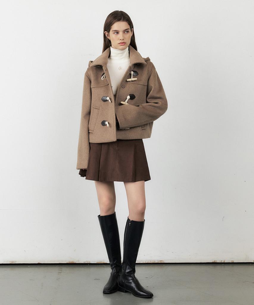 City Breeze Corduroy Pleated Mini Skirt_Brown