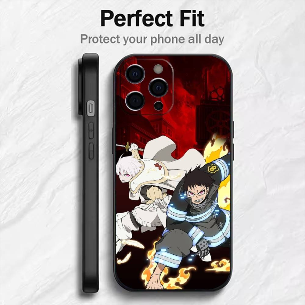F-Fire F-Force Phone Case For iPhone17,16,15,14,13,12 Plus,Max Soft Silicone Black Cover