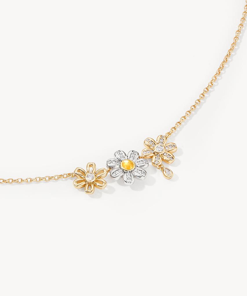 Lola Rose Daisy Citrine Triple Flower Pendant Women'S Necklace
