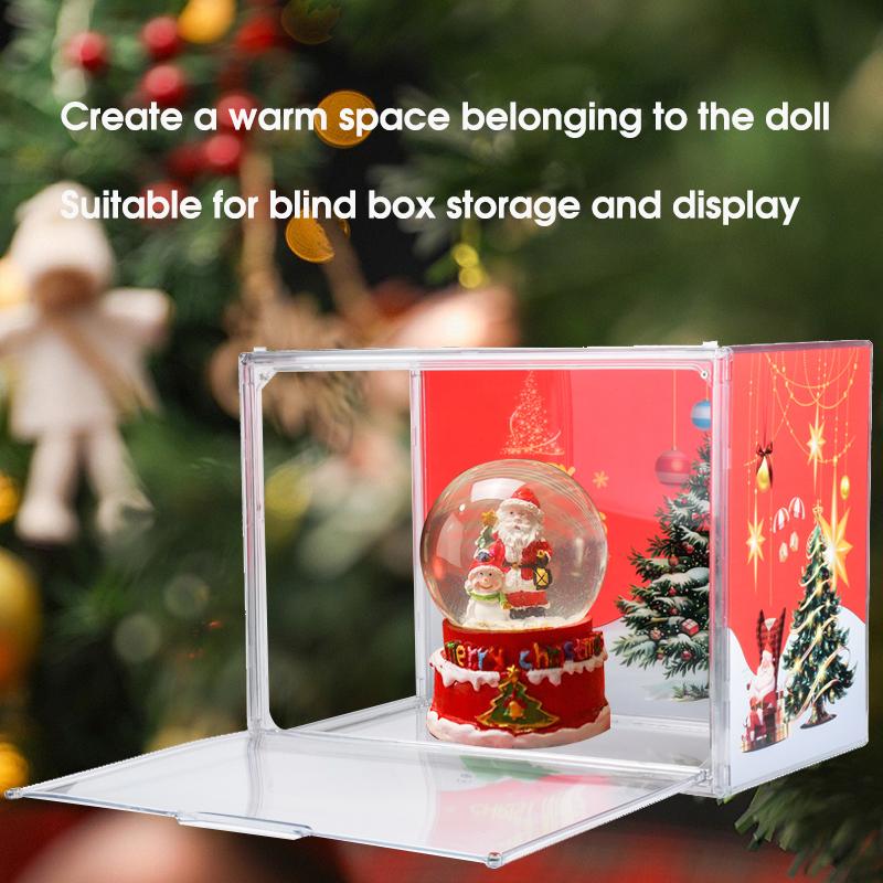 Рождественская витрина, акриловая прозрачная витрина, модель глухой коробки, витрина для хранения, рождественская подарочная витрина