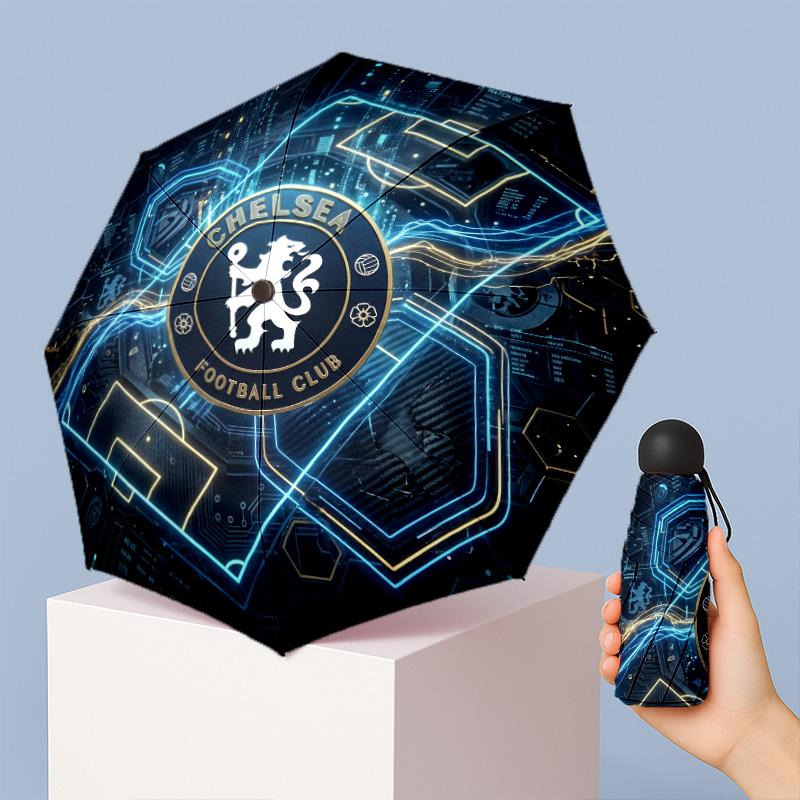 Chelsea FC Узор Печатный Мини 5 Сложений 8 Спиц Компактный Зонт Ветрозащитный Водонепроницаемый Легкий Портативный Складной