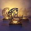 2020 New Wooden Islam Muslim Eid Mubarak Ramadan Home Party Ornament Decor Led Wooden Diy Table Deco