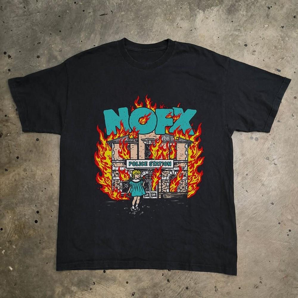 ГОРЯЧИЙ! Футболка NOFX Police Station, Хлопковая черная футболка унисекс, Размеры S-5XL
