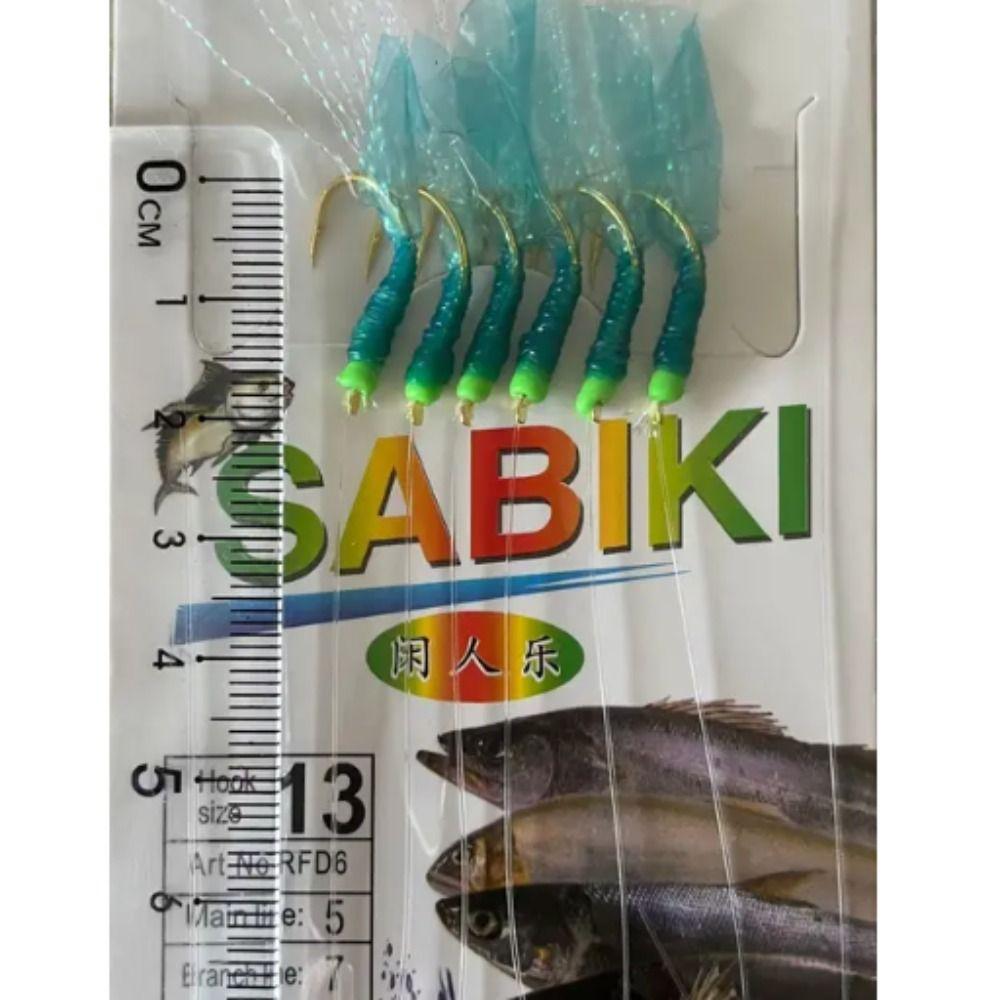 Lures Sabiki Sea Fishing Rigs Golden Golden Tied Hooks Green Rubber Lures  Sea Fishing