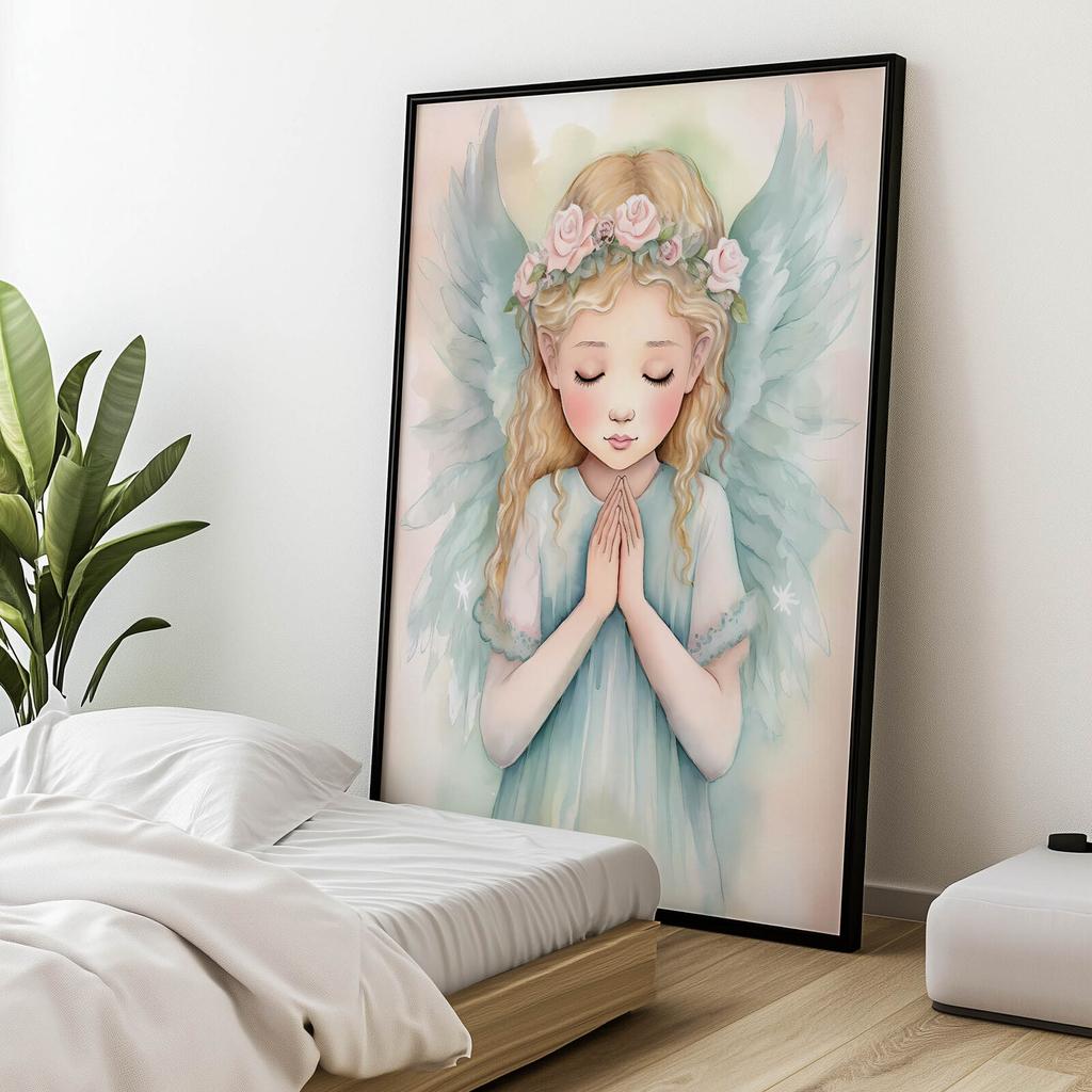 Pastel Angel of Prayer Pastel Angel of Prayer, 40X50 Cm, Gold Aluminum Frame, 230 Gsm Matte Paper