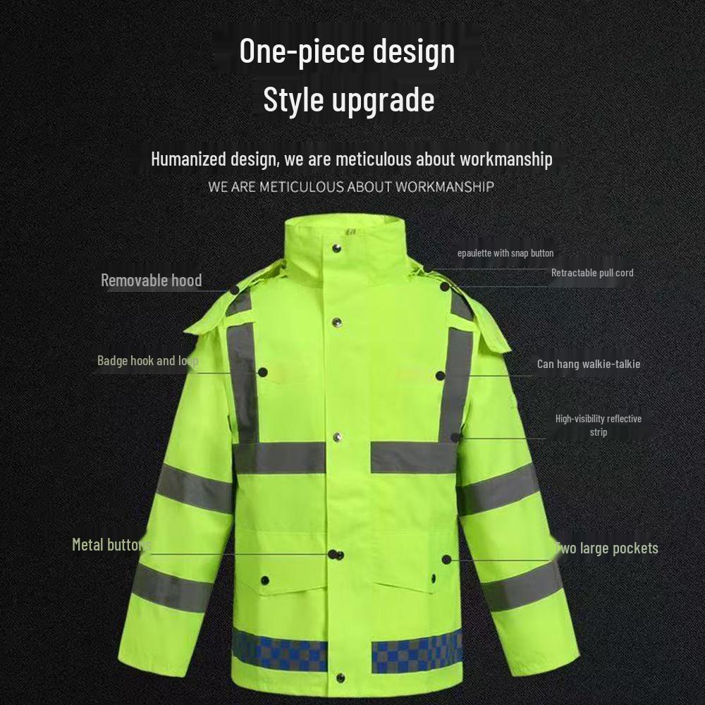 Светоотражающий водонепроницаемый дождевик для обеспечения безопасности дорожного движения и патрулирования