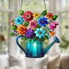 Potted Plants Sun Catcher Acrylic Window Hanging Ornament Floral Pattern Suncatcher for