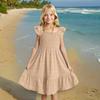 Платье для девочек весна-лето с рукавами-фонариками, расклешенное платье принцессы для вечеринки