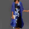 Ladies Tank Top Sleeveless Printed Dress Chiffon Cardigan Set Holiday Dress For Women