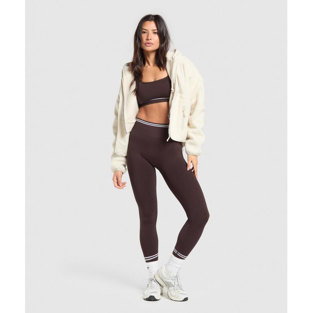 Gymshark Контрастный бесшовный спортивный бюстгальтер Heritage Brown B2c1i Ncnz