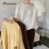 Hirsionsan Casual Solid Base Soft Pullovers Female Loose O Neck Long Sleeve Knitted Sweater Women Autumn Winter Trendy Elegant Jumper