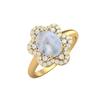 8X6MM Oval Moonstone Gemstone 925 Sterling Silver Gold Plated Solitaire Halo Women Engagement Ring
