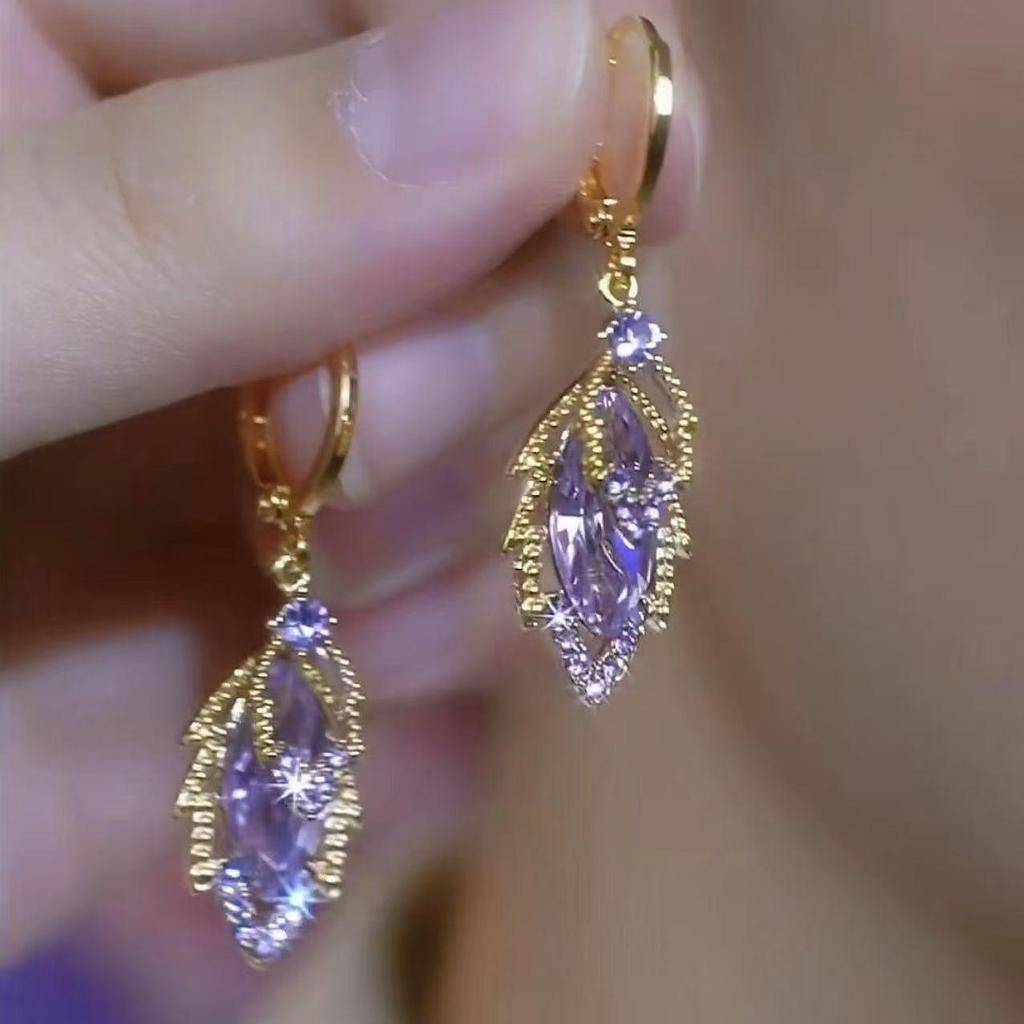 2024 Роскошные Минималистичные Золотые Серьги-Каффы в виде Листьев с Цирконием для Женщин