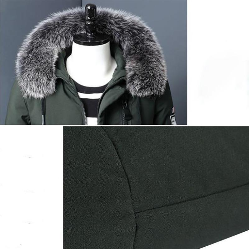 Большой пуховик с меховым воротником, мужская зимняя утепленная хлопковая куртка, длинная узкая верхняя одежда с капюшоном, повседневная куртка, теплые пуховики на молнии