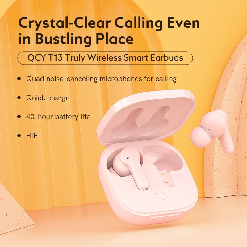 QCY T13 Bluetooth-наушники V5.1 Беспроводные TWS наушники с сенсорным управлением 4 микрофона ENC HD гарнитура для вызовов Настройка приложения